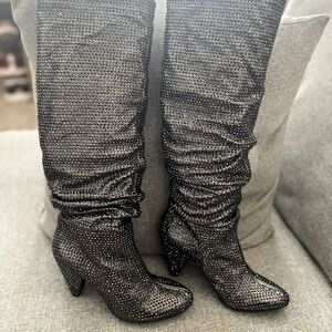 Studded knee high boot